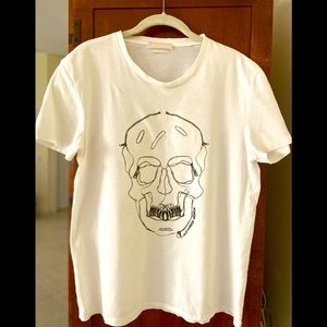 Alexander McQueen men’s white Skull T shirt